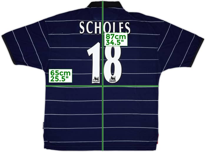 1999-00 Manchester United Away Shirt Scholes #18 (XXL)