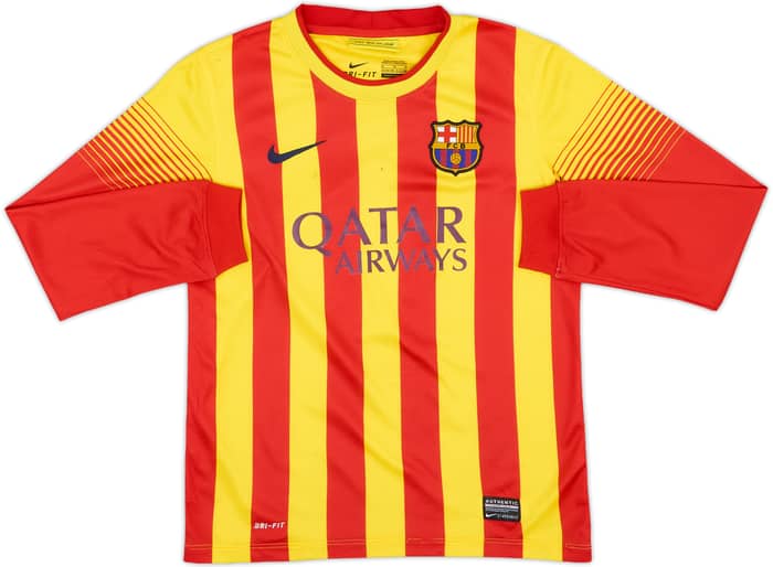 2013-15 Barcelona Away L/S Shirt - 7/10 - (M.Boys)