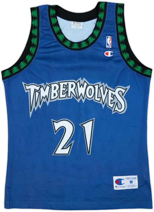 1996-07 Minnesota Timberwolves Garnett #21 Champion Away Jersey - 9/10 - (M)