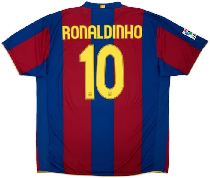 2007-08 Barcelona Home Shirt Ronaldinho #10 - 8/10 - (XXL)
