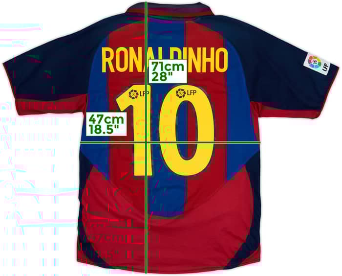 2003-04 Barcelona Home Shirt Ronaldinho #10 - 6/10 - (XL.Boys)