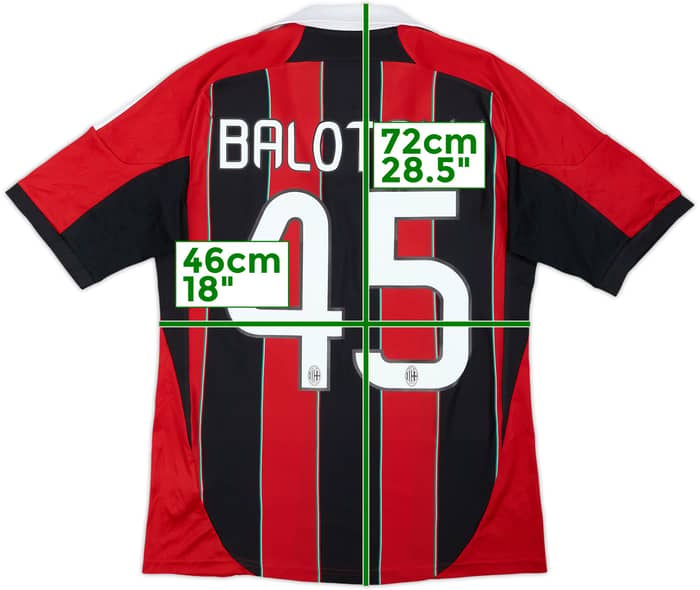 2012-13 AC Milan Home Shirt Balotelli #45 - 6/10 - (S)