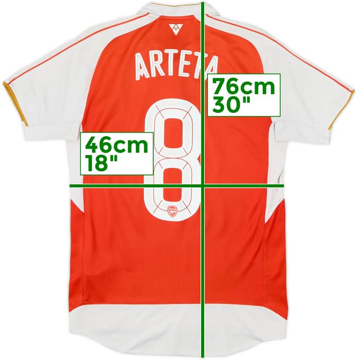 2015-16 Arsenal Home Shirt Arteta #8 - 6/10 - (M)