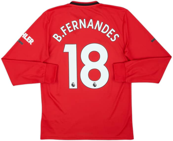 2019-20 Manchester United Home L/S Shirt B.Fernandes #18 - 10/10 - (S)