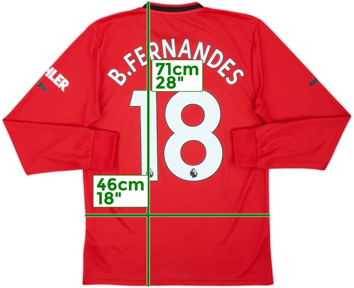 2019-20 Manchester United Home L/S Shirt B.Fernandes #18 - 10/10 - (S)