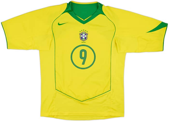 2004-06 Brazil Home Shirt Ronaldo #9 - 6/10 - (L)