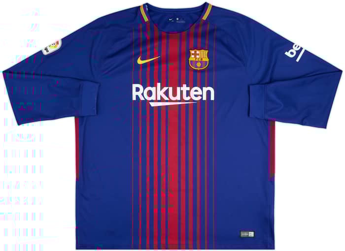 2017-18 Barcelona Home L/S Shirt Messi #10 - 8/10 - (XXL)