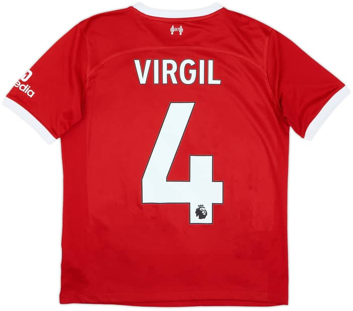 2023-24 Liverpool Home Shirt Virgil #4 - 6/10 - (13-15 Years)