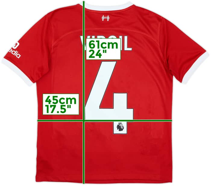 2023-24 Liverpool Home Shirt Virgil #4 - 6/10 - (13-15 Years)