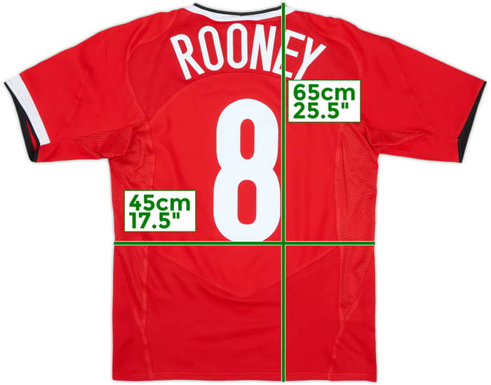 2004-06 Manchester United Home Shirt Rooney #8 - 7/10 - (14-16 Years)