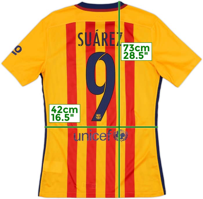 2015-16 Barcelona Authentic Away Shirt Suarez #9 - 7/10 - (S)