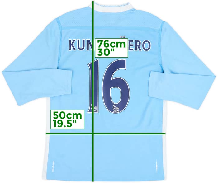 2011-12 Manchester City Home L/S Shirt Kun Aguero #16 - 6/10 - (M)