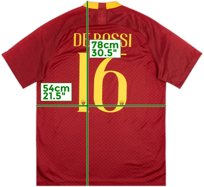 2018-19 Roma Home Shirt De Rossi #16 - 10/10 - (L)