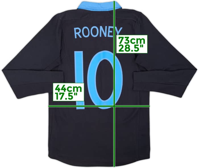 2011-12 England Away L/S Shirt Rooney #10 - 9/10 - (XS)