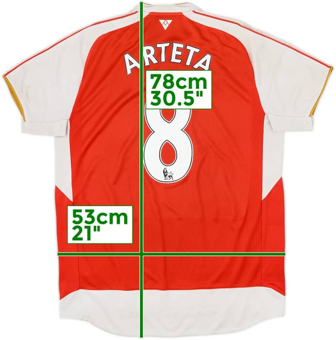 2015-16 Arsenal Home Shirt Arteta #8 - 5/10 - (L)