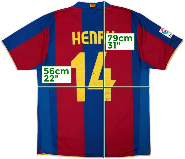 2007-08 Barcelona Home Shirt Henry #14 - 5/10 - (L)