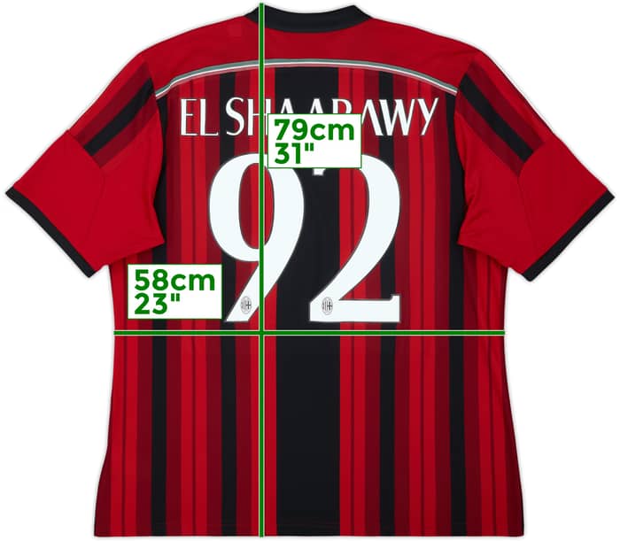 2014-15 AC Milan Home Shirt El Shaarawy #92 - 6/10 - (XL)