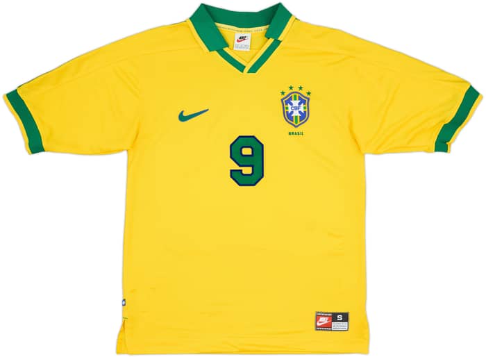 1997-98 Brazil Home Shirt Ronaldo #9 - 9/10 - (S)
