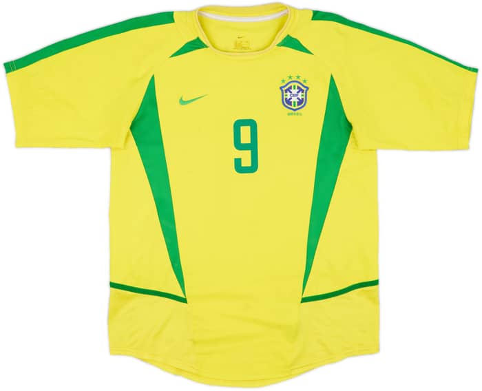 2002-04 Brazil Home Shirt Ronaldo #9 - 6/10 - (XL.Boys)