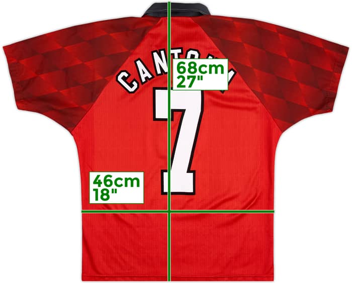 1996-98 Manchester United Home Shirt Cantona #7 - 8/10 - (15-16 Years)