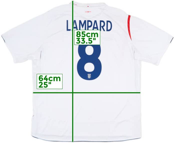 2005-07 England Home Shirt Lampard #8 - 7/10 - (3XL)
