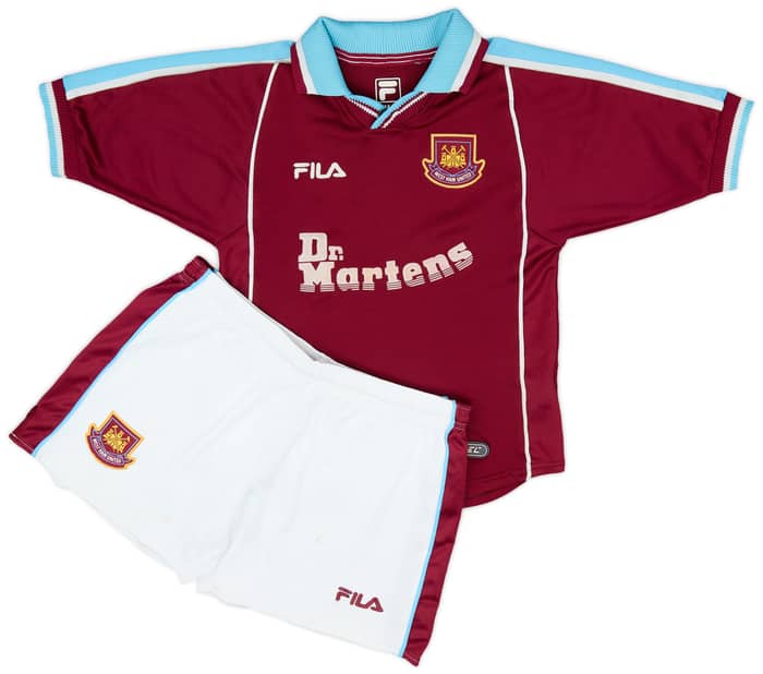 1999-01 West Ham Home Shirt and Shorts - 8/10 - (M.Boys)