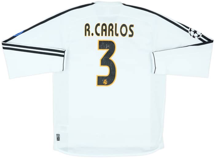 2003-04 Real Madrid Home L/S Shirt R.Carlos #3 - 7/10 - (M)