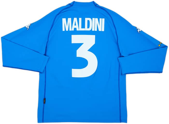2000-01 Italy Home L/S Shirt Maldini #3 - 8/10 - (XXL)