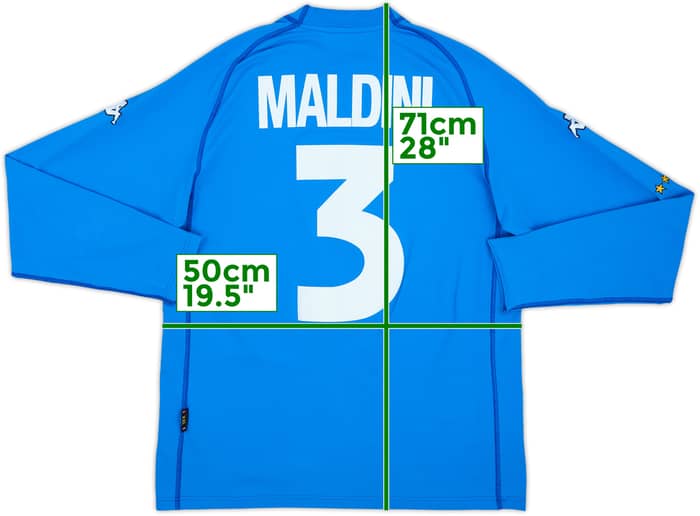 2000-01 Italy Home L/S Shirt Maldini #3 - 8/10 - (XXL)