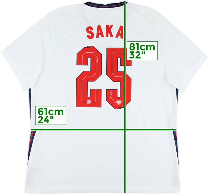2020-22 England Home Shirt Saka #25 - 9/10 - (XXL)
