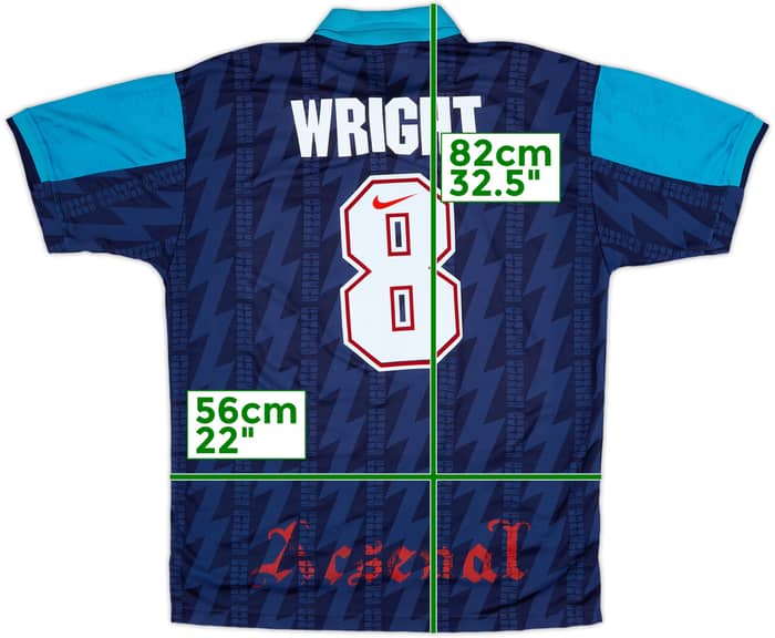 1994-95 Arsenal Away Shirt Wright #8 - 8/10 - (XL)