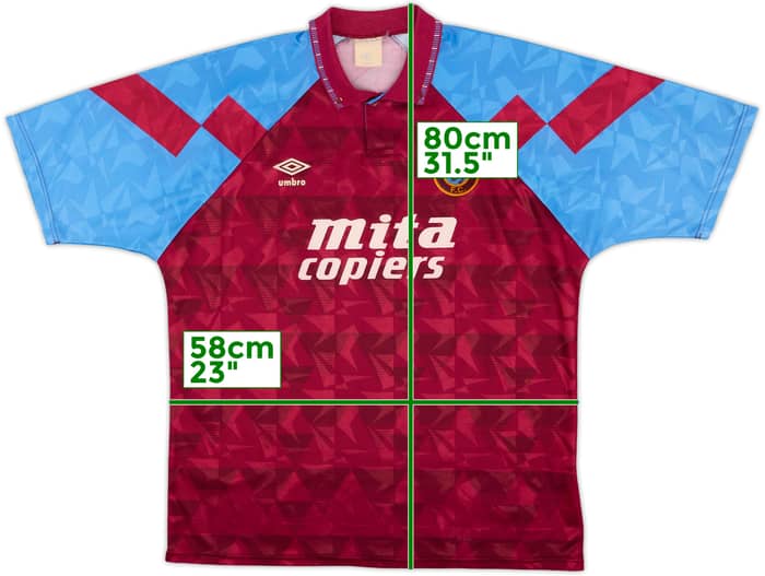 1990-92 Aston Villa Home Shirt - 9/10 - (XL)