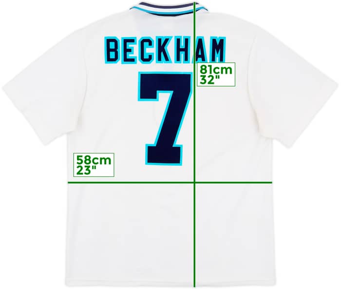 1995-97 England Home Shirt Beckham #7 - 10/10 - (XL)