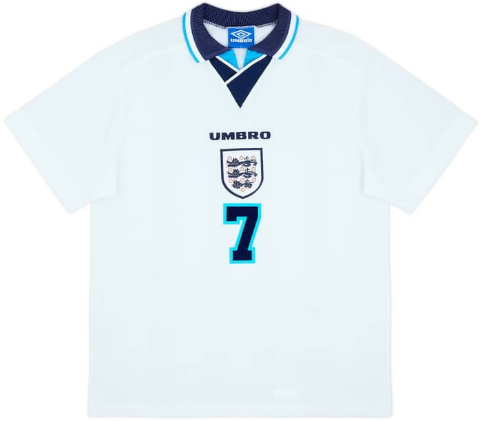 1995-97 England Home Shirt Beckham #7 - 9/10 - (L)