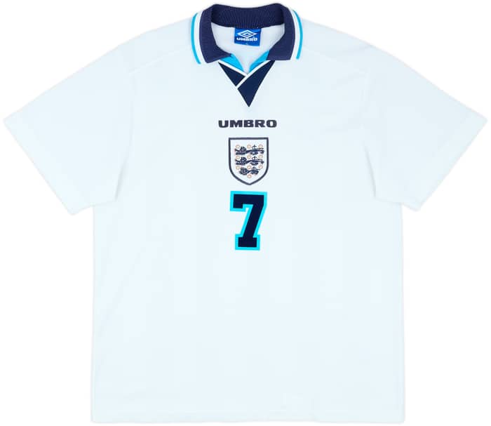 1995-97 England Home Shirt Beckham #7 - 8/10 - (XL)