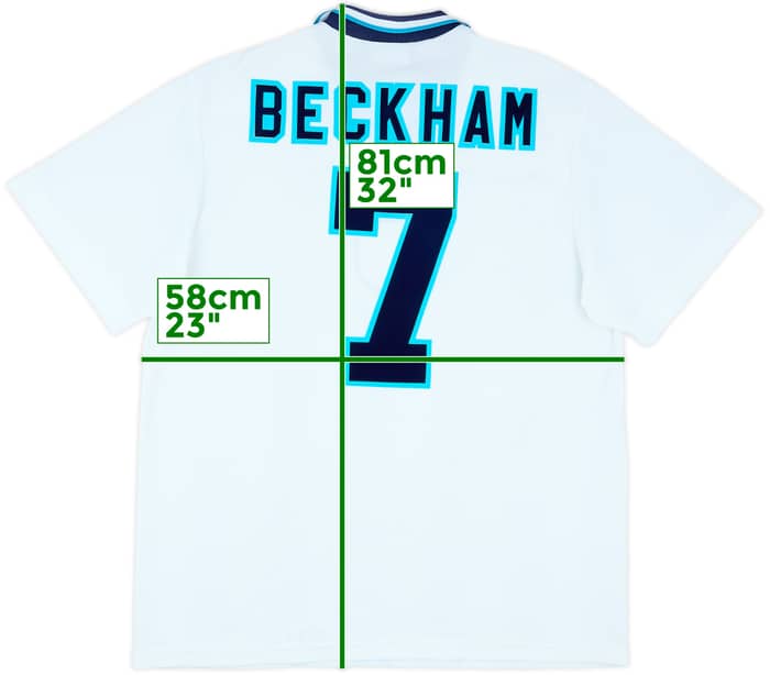 1995-97 England Home Shirt Beckham #7 - 8/10 - (XL)