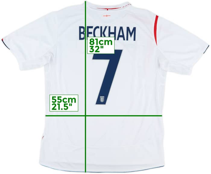 2005-07 England Home Shirt Beckham #7 - 6/10 - (XL)