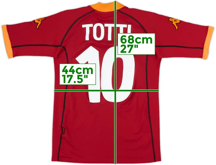 2001-02 Roma Home Shirt Totti #10 - 8/10 - (M)