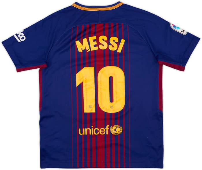 2017-18 Barcelona Home Shirt Messi #10 - 5/10 - (L.Boys)