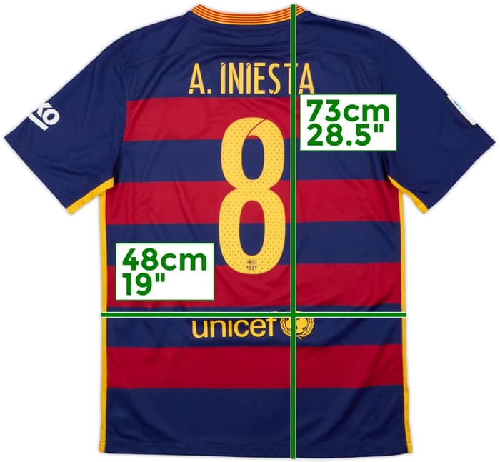 2015-16 Barcelona Home Shirt A.Iniesta #8 - 9/10 - (M)