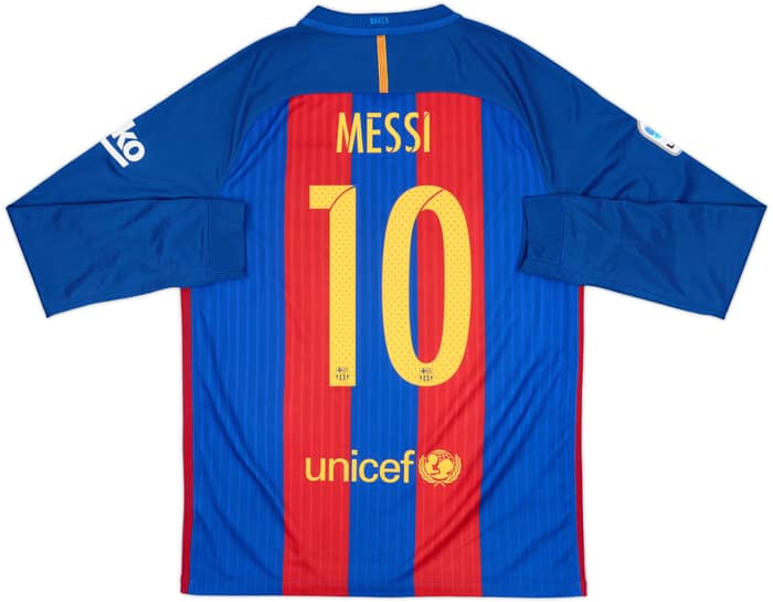 2016-17 Barcelona Home L/S Shirt Messi #10 - 8/10 - (M)