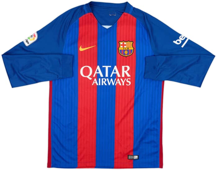 2016-17 Barcelona Home L/S Shirt Messi #10 - 8/10 - (M)