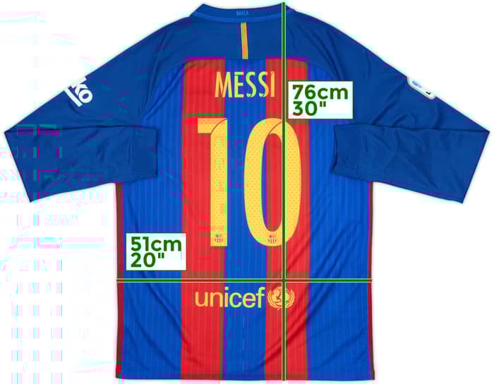 2016-17 Barcelona Home L/S Shirt Messi #10 - 8/10 - (M)