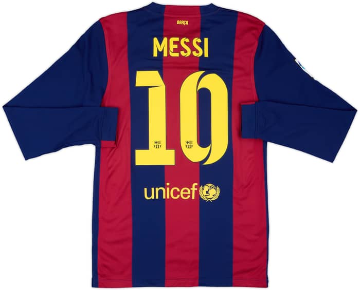 2014-15 Barcelona Home L/S Shirt Messi #10 - 7/10 - (S)