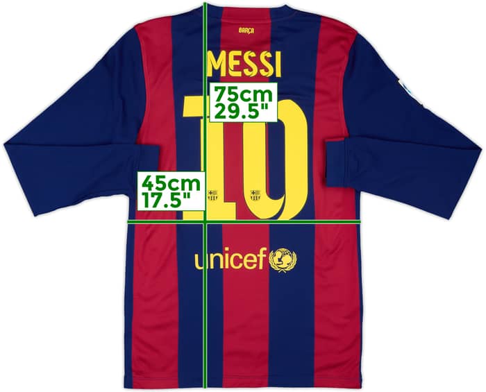 2014-15 Barcelona Home L/S Shirt Messi #10 - 7/10 - (S)