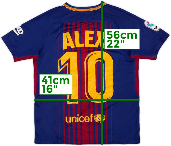 2017-18 Barcelona Home Shirt Alex #10 - 7/10 - (M.Boys)