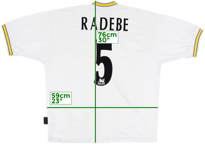 1996-98 Leeds United Home Shirt Radebe #5 - 6/10 - (L)