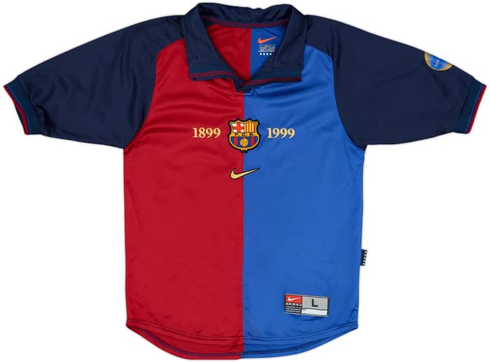 1999-00 Barcelona Centenary Home Shirt Kluivert #9 - 7/10 - (13-14 Years)