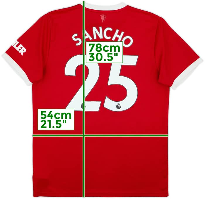 2021-22 Manchester United Home Shirt Sancho #25 - 7/10 - (L)