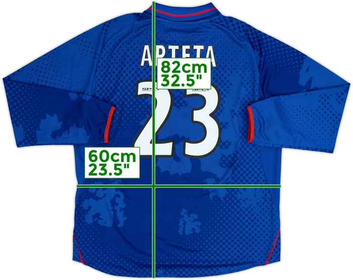 Camiseta de manga larga de local del Rangers 2002-03 Arteta #23 - 8/10 - (XXL)
